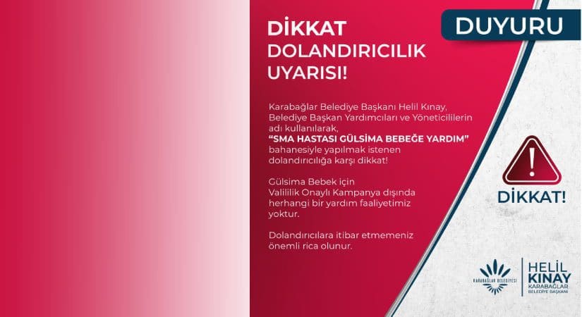 Karabağlar Belediyesi’nden dolandırıcılık uyarısı