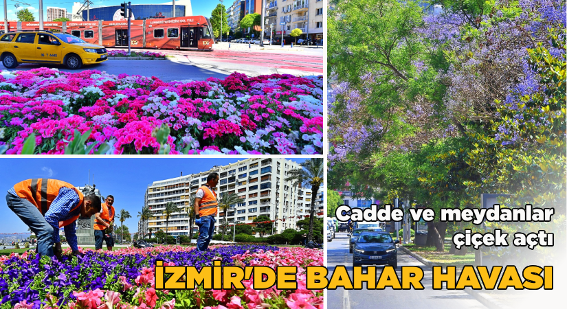 Cadde ve meydanlar çiçek açtı-İzmir’de bahar havası