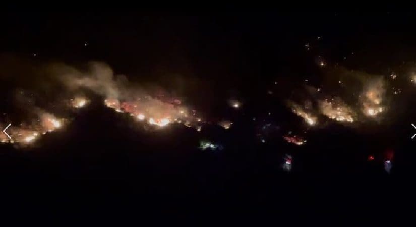 Urla’da orman yangını gece de devam etti