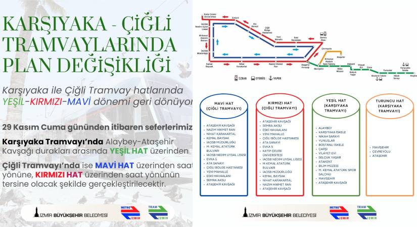 Karşıyaka ve Çiğli tramvaylarında normal sefer düzenine geçildi