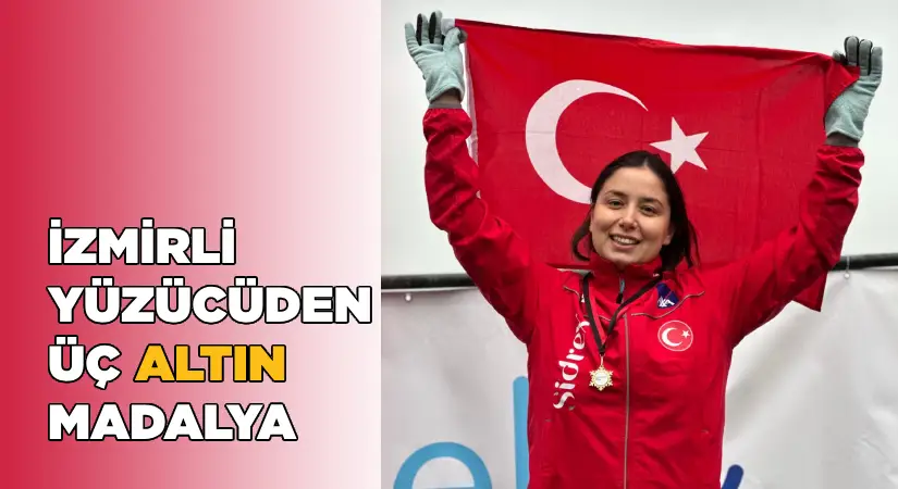 İzmirli yüzücüden üç altın madalya