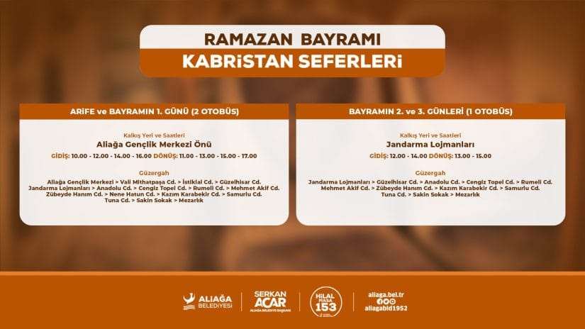 Aliağa Belediyesi’nden Ramazan Bayramında Kabristana Ücretsiz Ulaşım