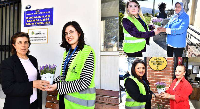 İzmir’in kadın muhtarlarına mor çiçekli sürpriz