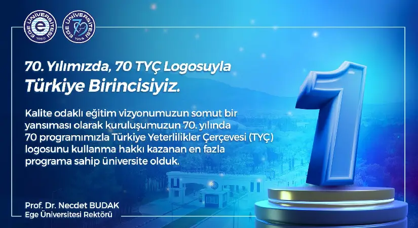 Ege Üniversitesi 70. Yılında 70 TYÇ Logosuyla Türkiye Birincisi