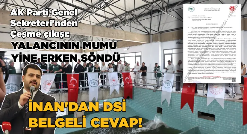 AK Partili İnan’dan Çeşme’deki Su Krizine Sert Tepki: “Yalancının Mumu Yine Erken Söndü”