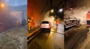 Konak Tünelinde araç yangını!