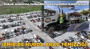 İzmir’de hurda araç temizliği! Sokak aralarına terkedilen otomobiller kaldırılıyor