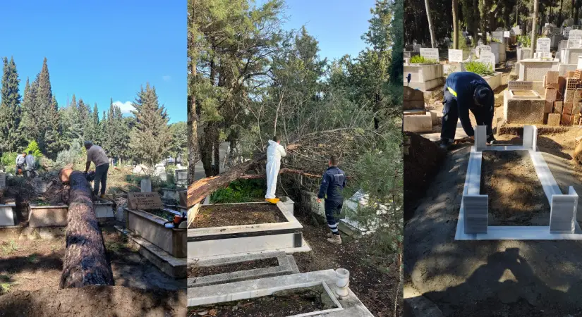 Fırtınadan Etkilenen Mezarlıklara Müdahale Sürüyor; 63’ü zarar gördü