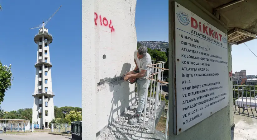 İzmir’in simge yapılarından 90 yıllık Paraşüt Kulesi için restorasyon süreci başladı