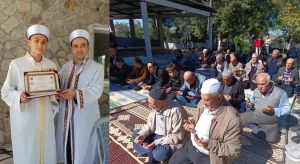 Kırkağaçlı genç hafız sevincini mahalleliyle paylaştı